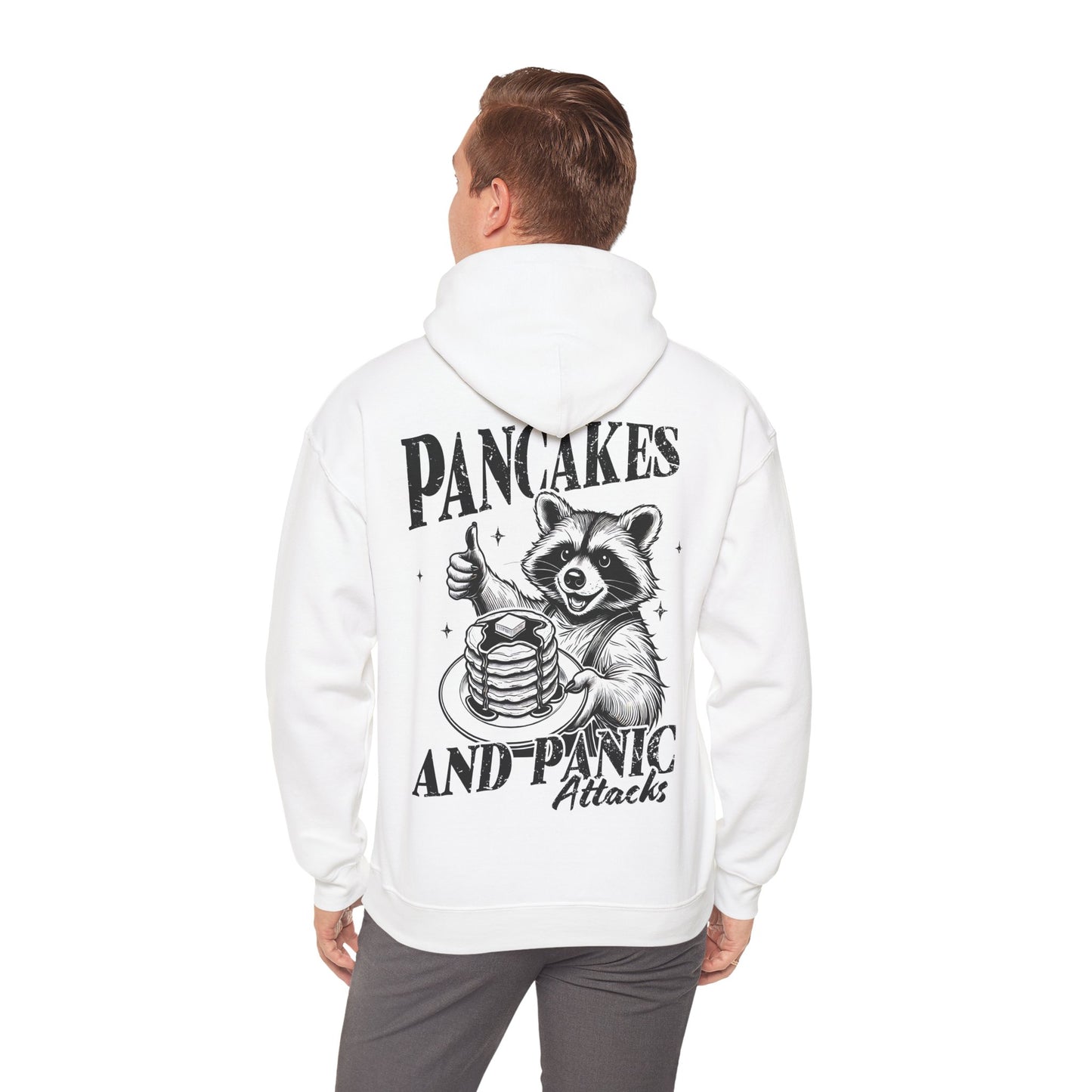 Unisex Heavy Blend™ Hooded Sweatshirt - Overthinker 24/7 & Pancakes and Panic Attacks Design