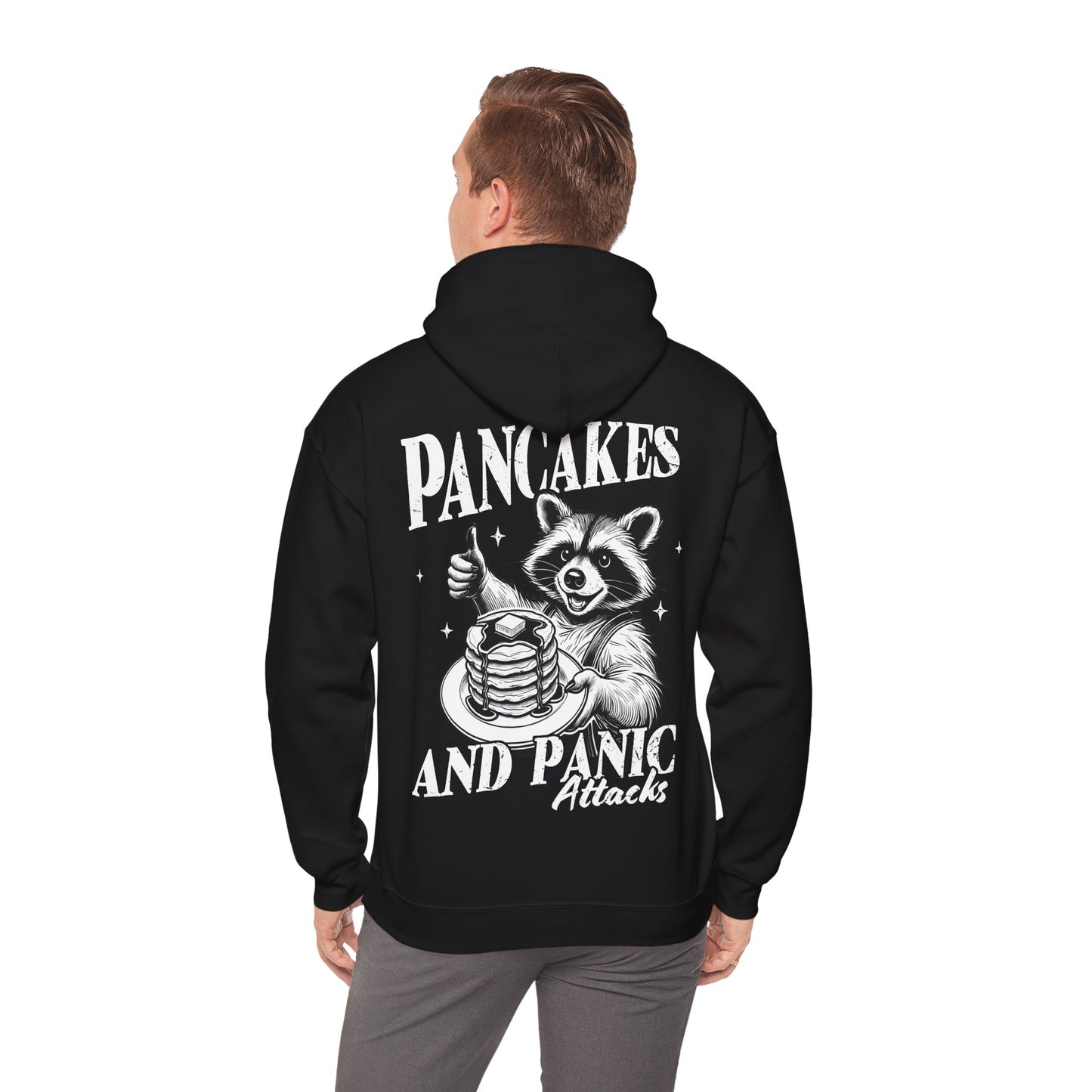 Unisex Heavy Blend™ Hooded Sweatshirt - Overthinker 24/7 & Pancakes and Panic Attacks Design