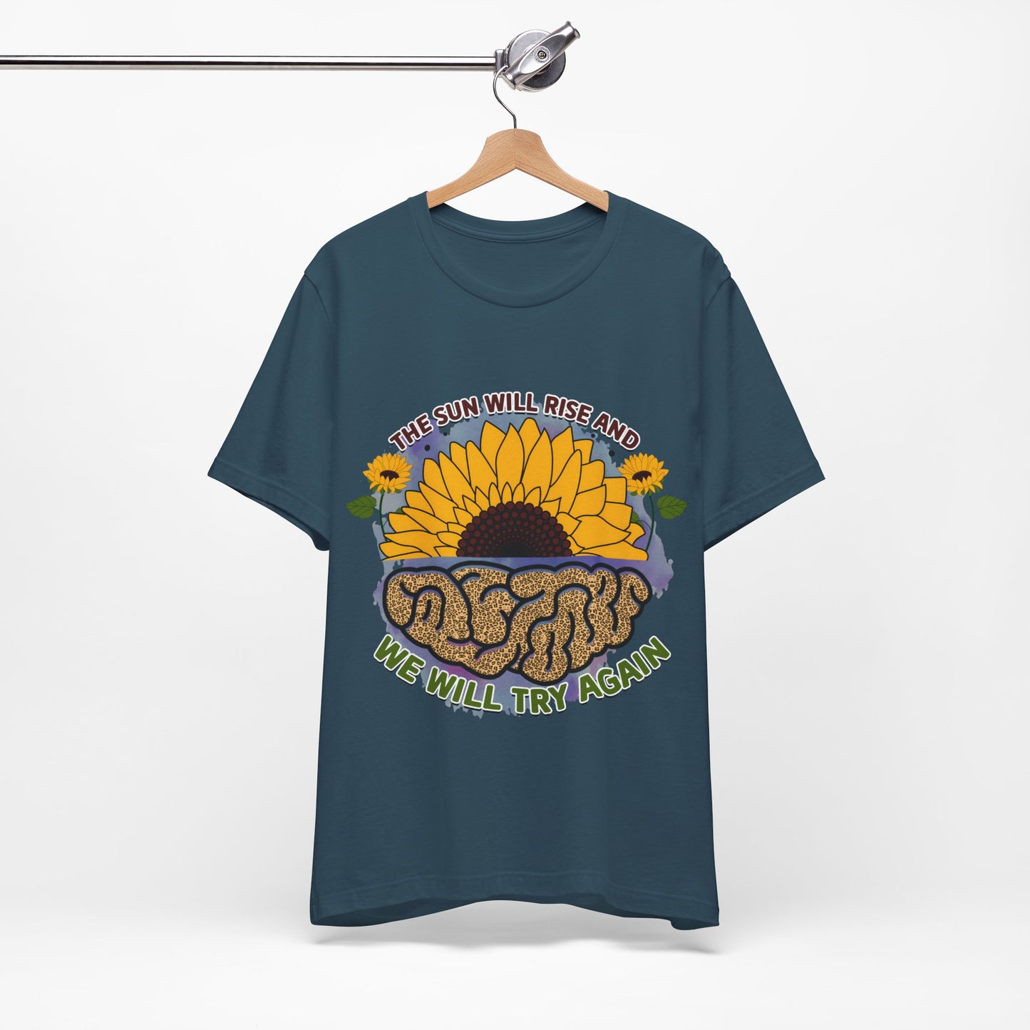 Inspirational Sunflower Tee - "The Sun Will Rise and We Will Try Again"