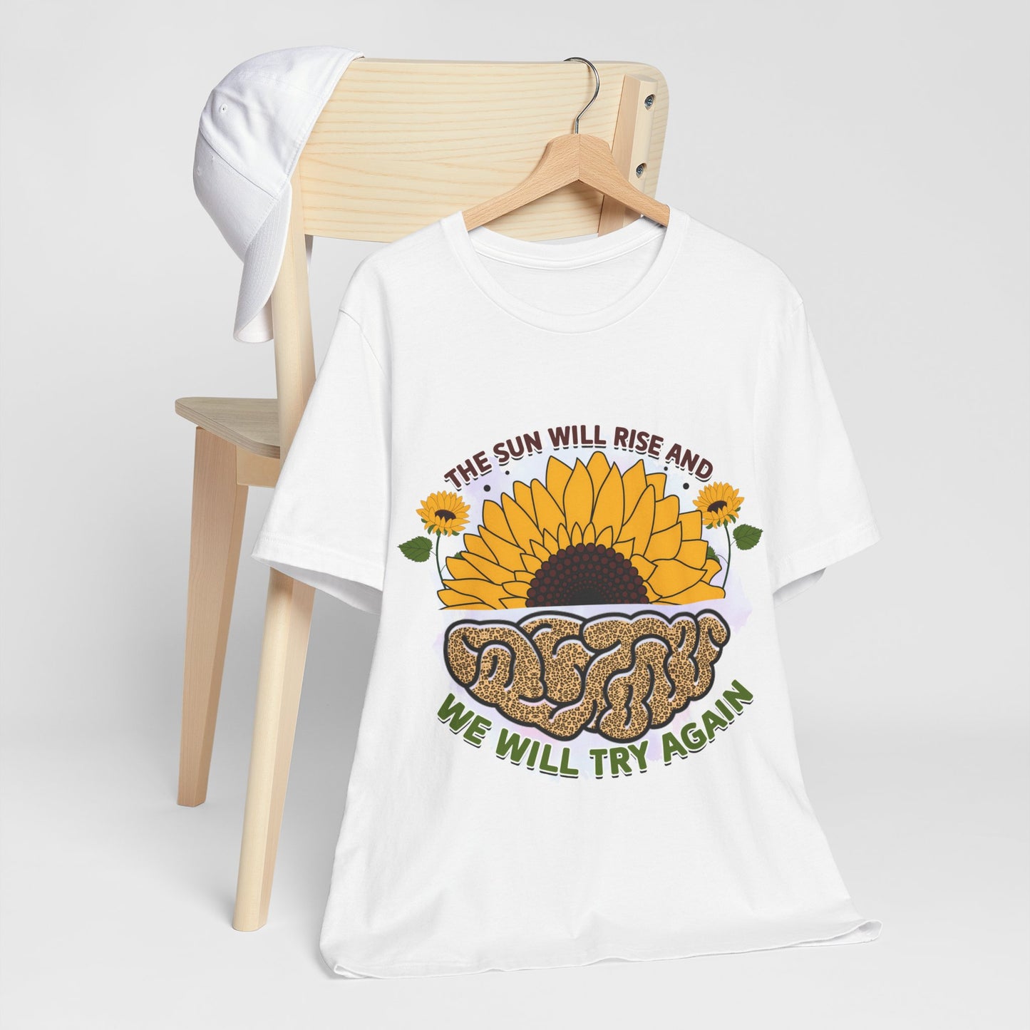 Inspirational Sunflower Tee - "The Sun Will Rise and We Will Try Again"