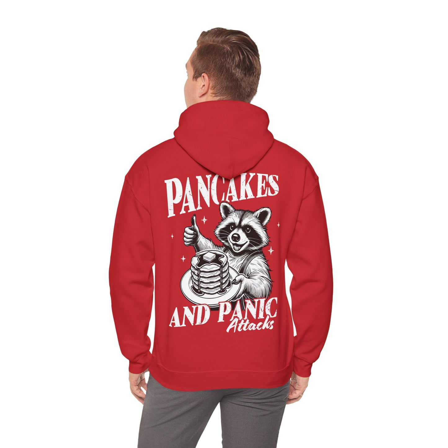 Unisex Heavy Blend™ Hooded Sweatshirt - Overthinker 24/7 & Pancakes and Panic Attacks Design