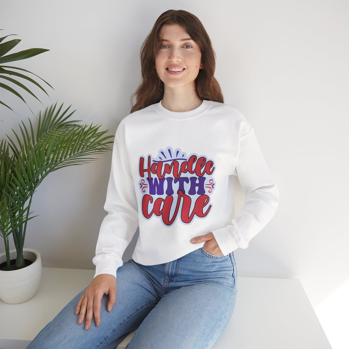 Handle With Care Crewneck Sweatshirt - Unisex Heavy Blend™