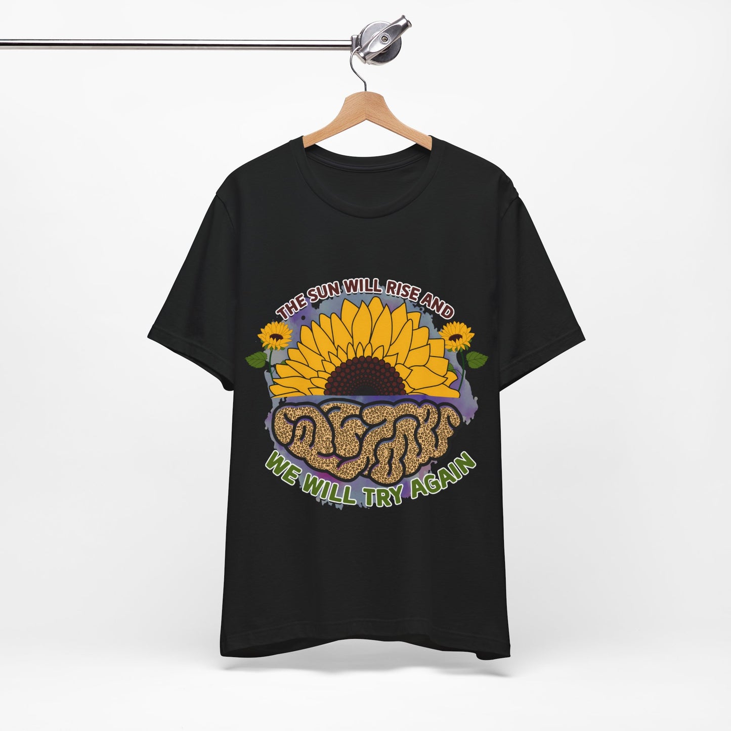 Inspirational Sunflower Tee - "The Sun Will Rise and We Will Try Again"
