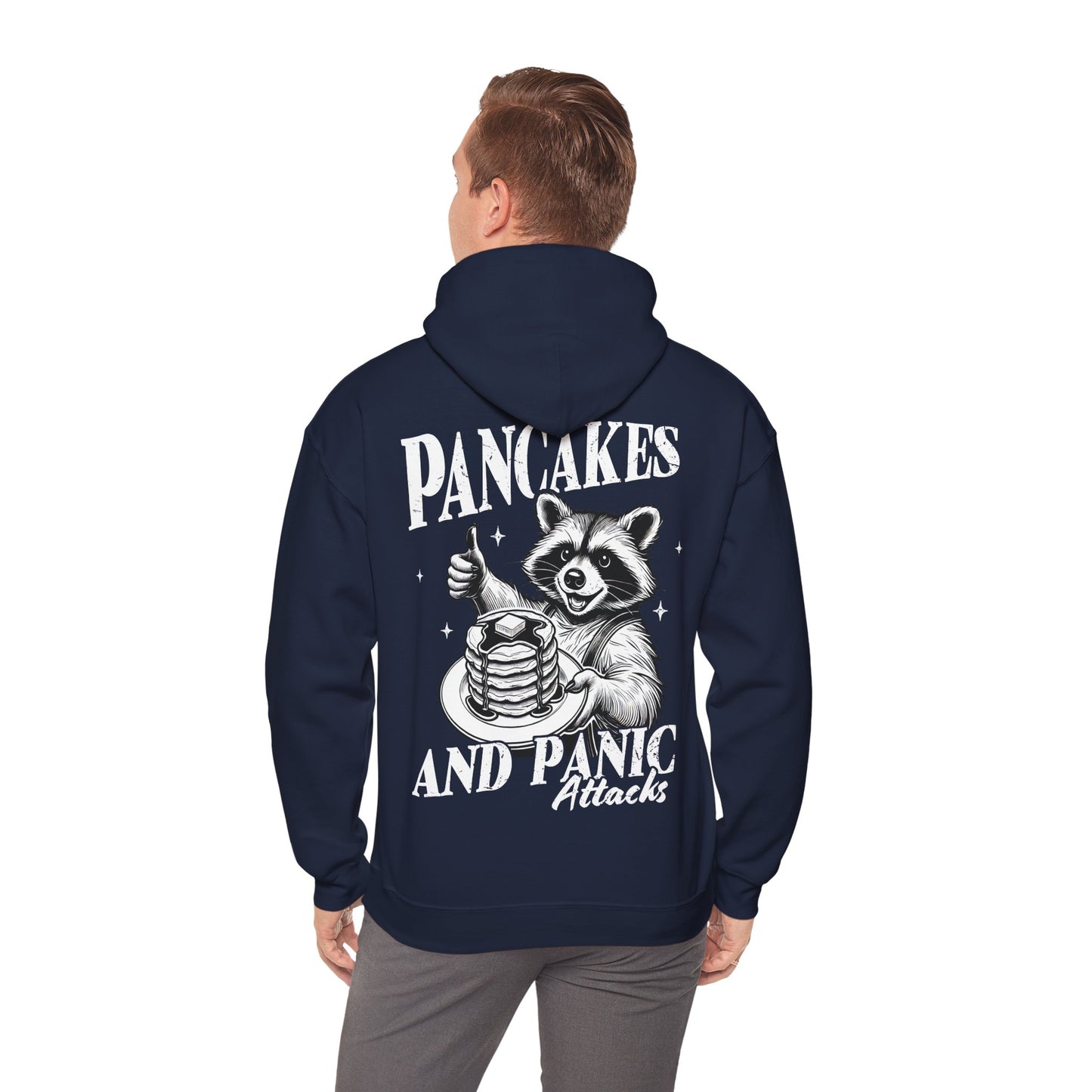 Unisex Heavy Blend™ Hooded Sweatshirt - Overthinker 24/7 & Pancakes and Panic Attacks Design