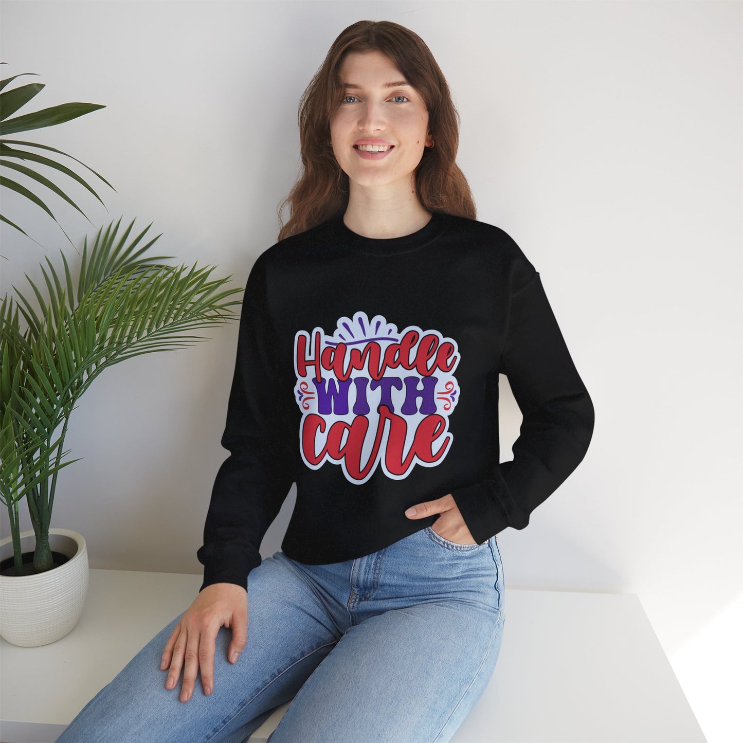 Handle With Care Crewneck Sweatshirt - Unisex Heavy Blend™