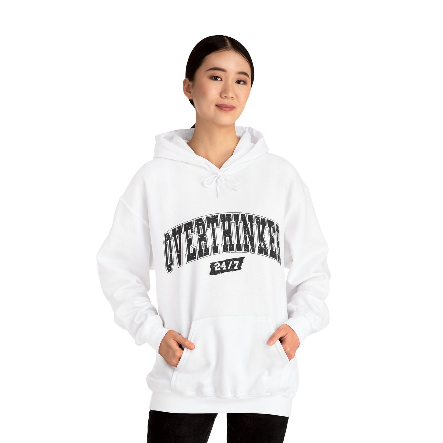 Unisex Heavy Blend™ Hooded Sweatshirt - Overthinker 24/7 & Pancakes and Panic Attacks Design