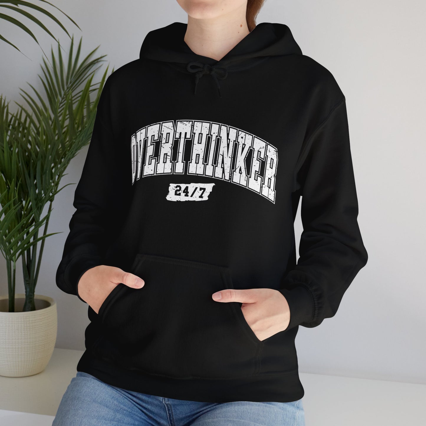Unisex Heavy Blend™ Hooded Sweatshirt - Overthinker 24/7 & Pancakes and Panic Attacks Design