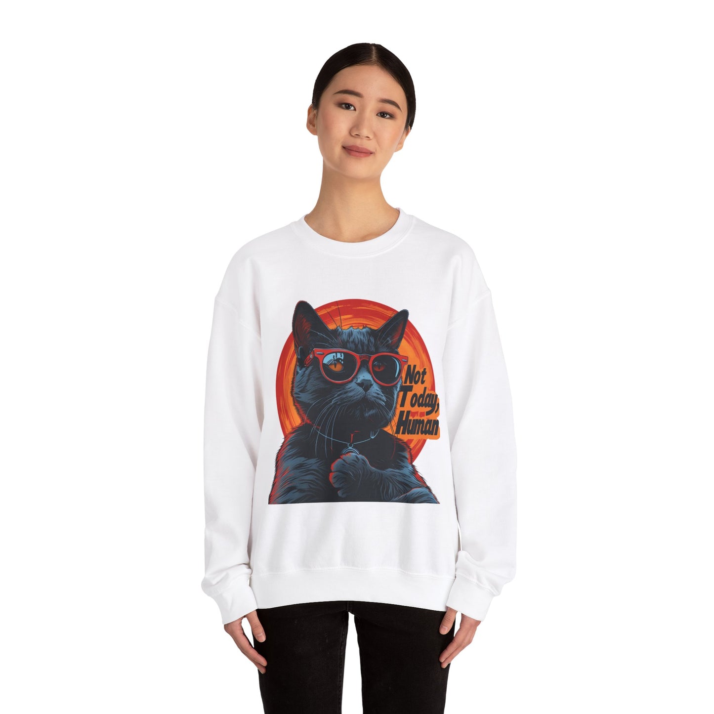 Funny Cat Sweatshirt - 'Not Today Human' Unisex Crewneck