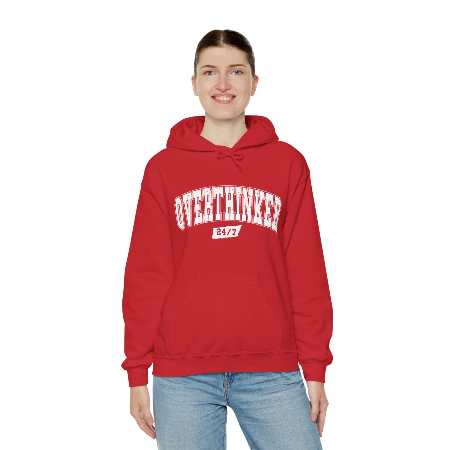Unisex Heavy Blend™ Hooded Sweatshirt - Overthinker 24/7 & Pancakes and Panic Attacks Design