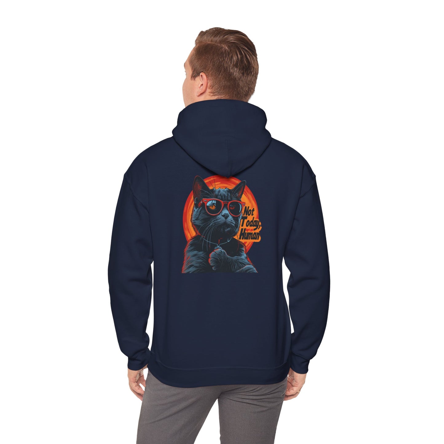 Not Today Human Unisex Hoodie - Funny Cat Design for Chill Days