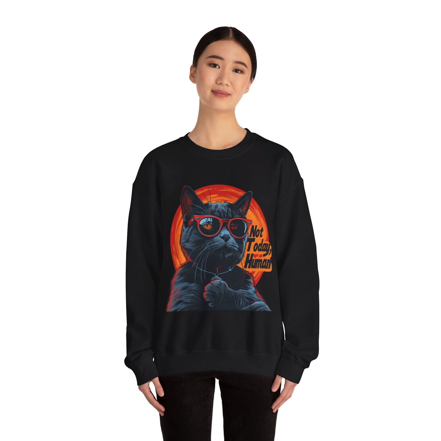 Funny Cat Sweatshirt - 'Not Today Human' Unisex Crewneck