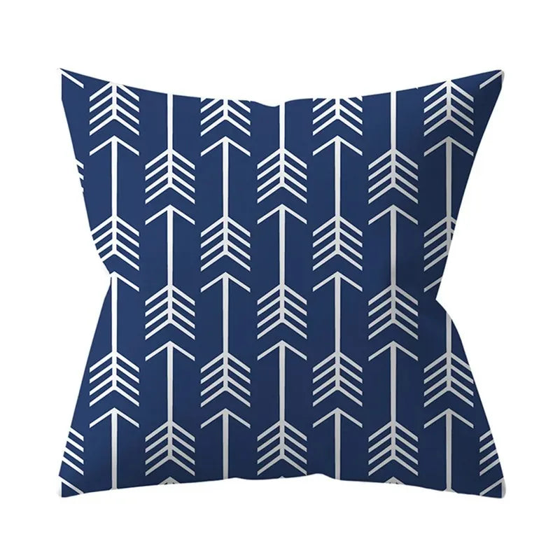 Blue printed pattern cushion cover bedroom living room sofa decorative cushion cover - Modern District