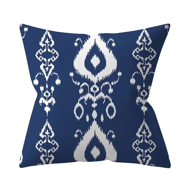 Blue printed pattern cushion cover bedroom living room sofa decorative cushion cover - Modern District