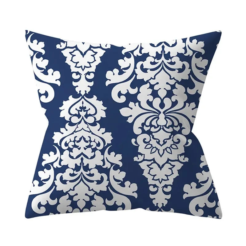 Blue printed pattern cushion cover bedroom living room sofa decorative cushion cover - Modern District