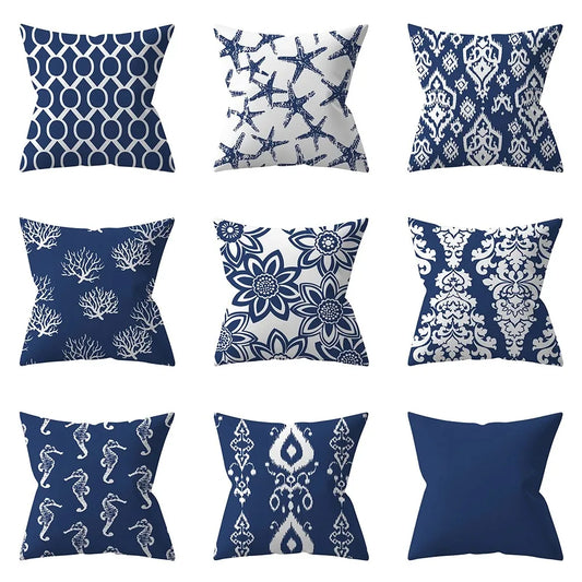 Blue printed pattern cushion cover bedroom living room sofa decorative cushion cover - Modern District