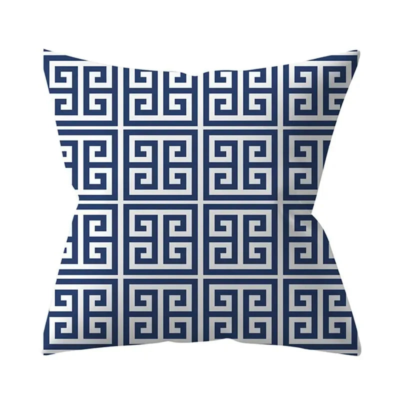 Blue printed pattern cushion cover bedroom living room sofa decorative cushion cover - Modern District