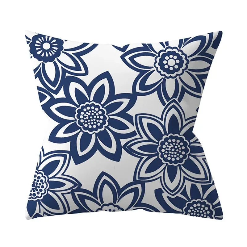 Blue printed pattern cushion cover bedroom living room sofa decorative cushion cover - Modern District