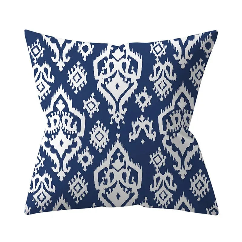 Blue printed pattern cushion cover bedroom living room sofa decorative cushion cover - Modern District