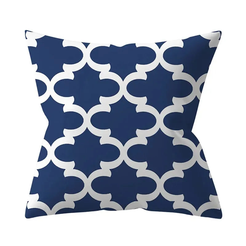 Blue printed pattern cushion cover bedroom living room sofa decorative cushion cover - Modern District