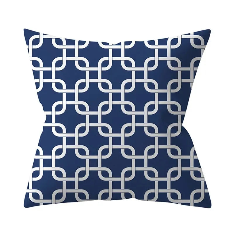 Blue printed pattern cushion cover bedroom living room sofa decorative cushion cover - Modern District