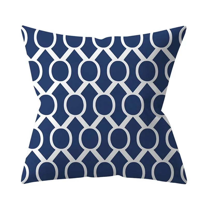 Blue printed pattern cushion cover bedroom living room sofa decorative cushion cover - Modern District