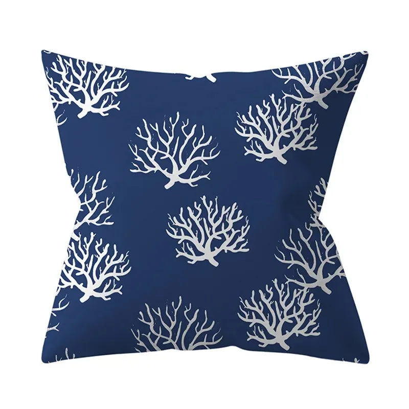 Blue printed pattern cushion cover bedroom living room sofa decorative cushion cover - Modern District